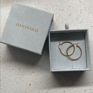 14K Yellow Gold 25mm Hoop Earrings